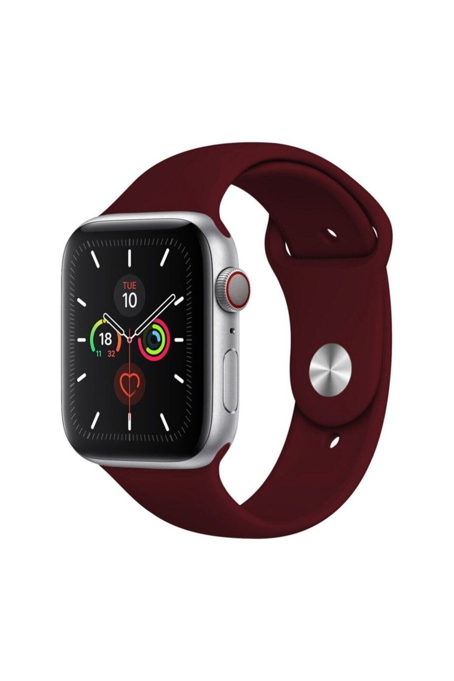 Apple Watch 2 3 4 5 Seri Uyumlu Silikon Kordon Bordo