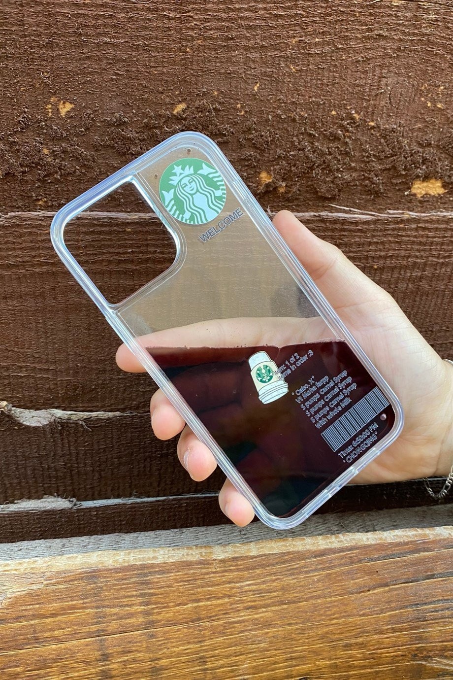 iPhone 13 Pro Starbucks Temalı Sulu Kılıf Koyu Kahverengi