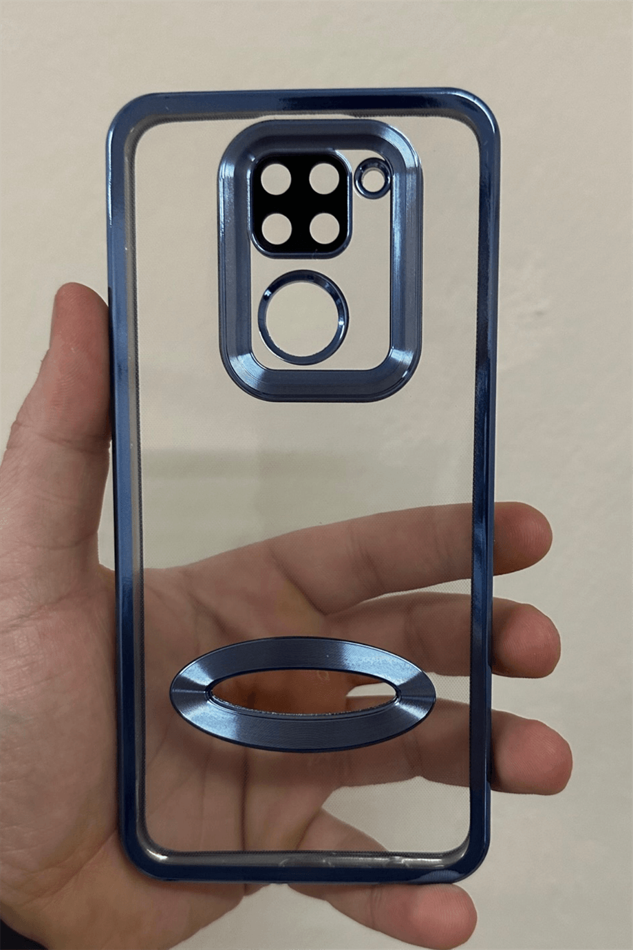 Redmi Note 9 Uyumlu Logo Açık Elegance Kılıf Mavi