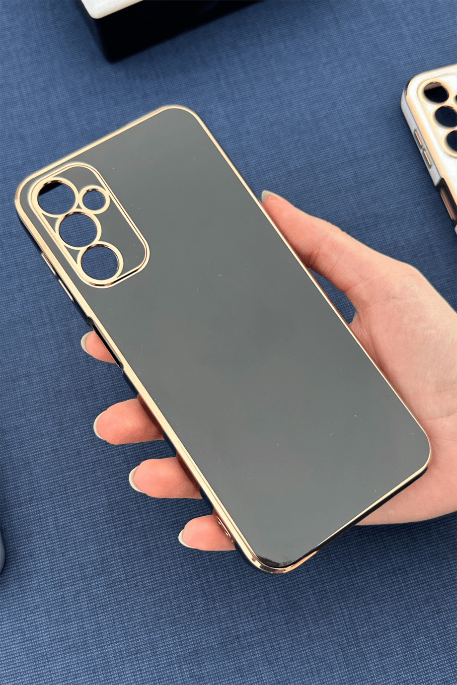 Galaxy A54 Uyumlu Renkli Elegance Silikon Kılıf Siyah