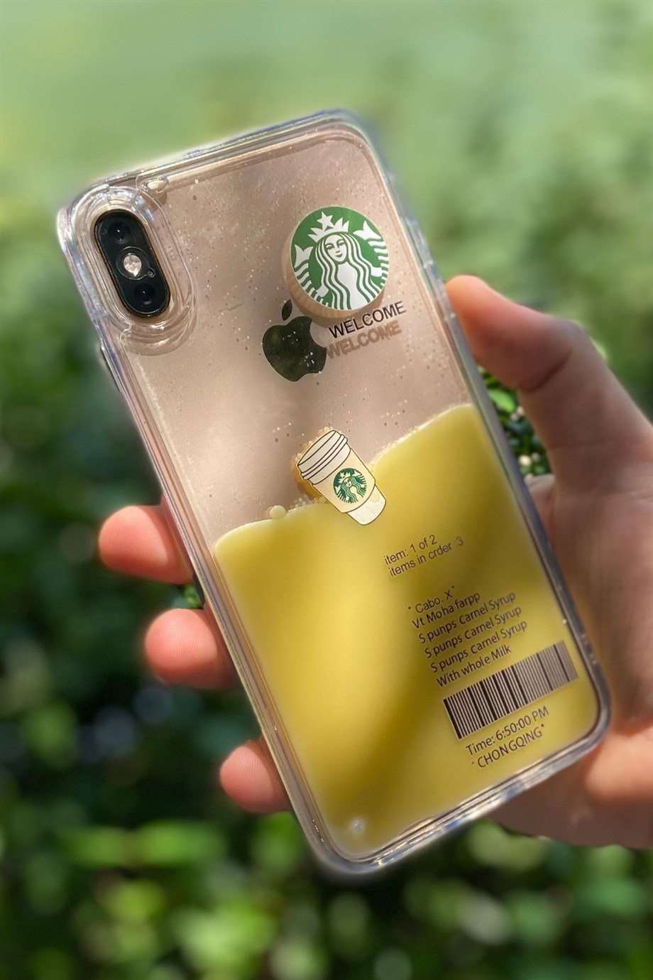 iPhone X / Xs Starbucks Temalı Sulu Kılıf Açık Kahverengi