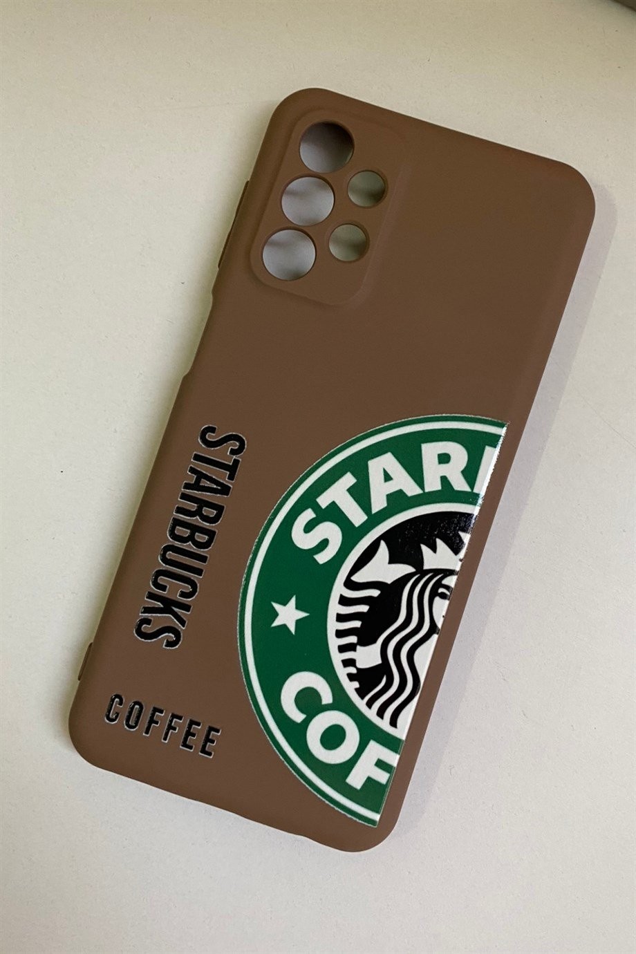 Samsung Galaxy A23 Starbucks Desenli Lansman Kılıf Kahverengi