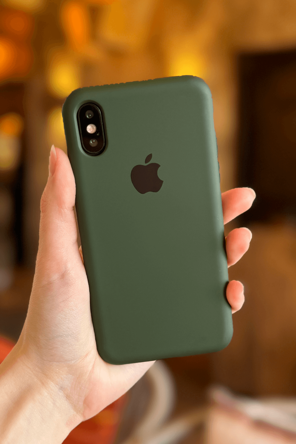 iPhone Xs Max Uyumlu Logolu Lansman Kılıf Haki