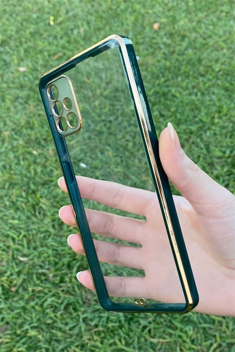 Galaxy A71 Gold Kenar Elegance Kılıf Yeşil