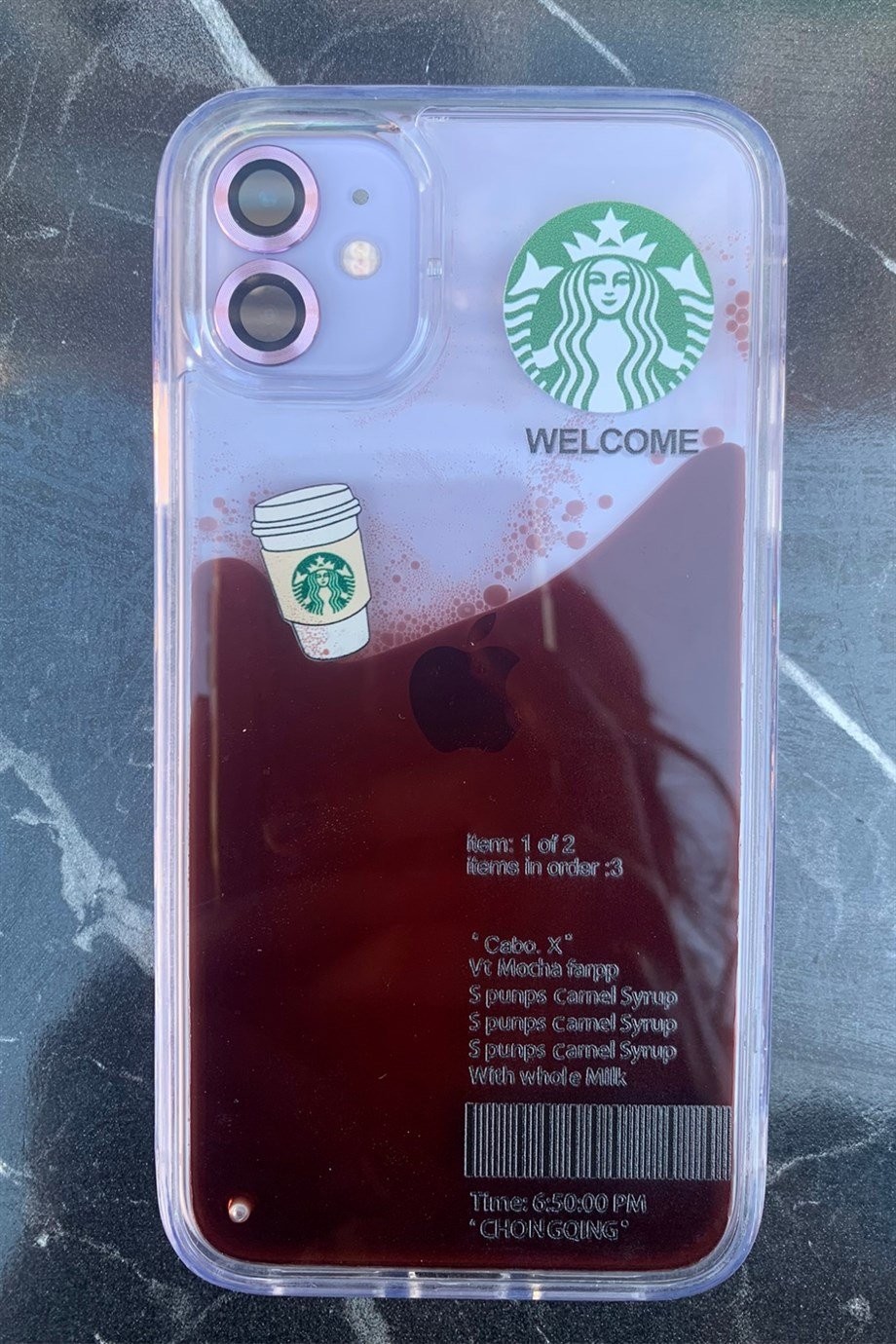 iPhone 11 Starbucks Temalı Sulu Kılıf Koyu Kahverengi