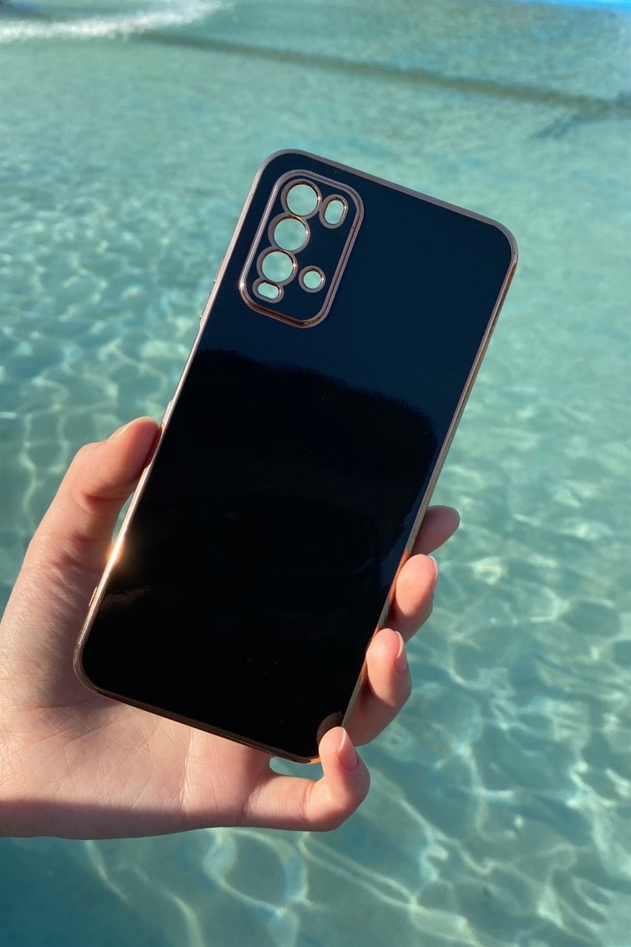 Redmi 9T Uyumlu Renkli Elegance Silikon Kılıf Siyah