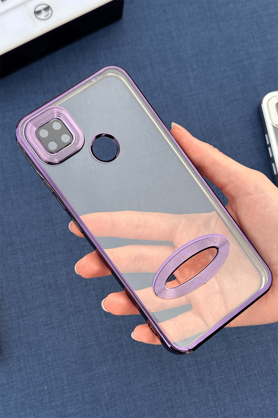 Redmi 9C Uyumlu Logo Açık Elegance Kılıf Mor