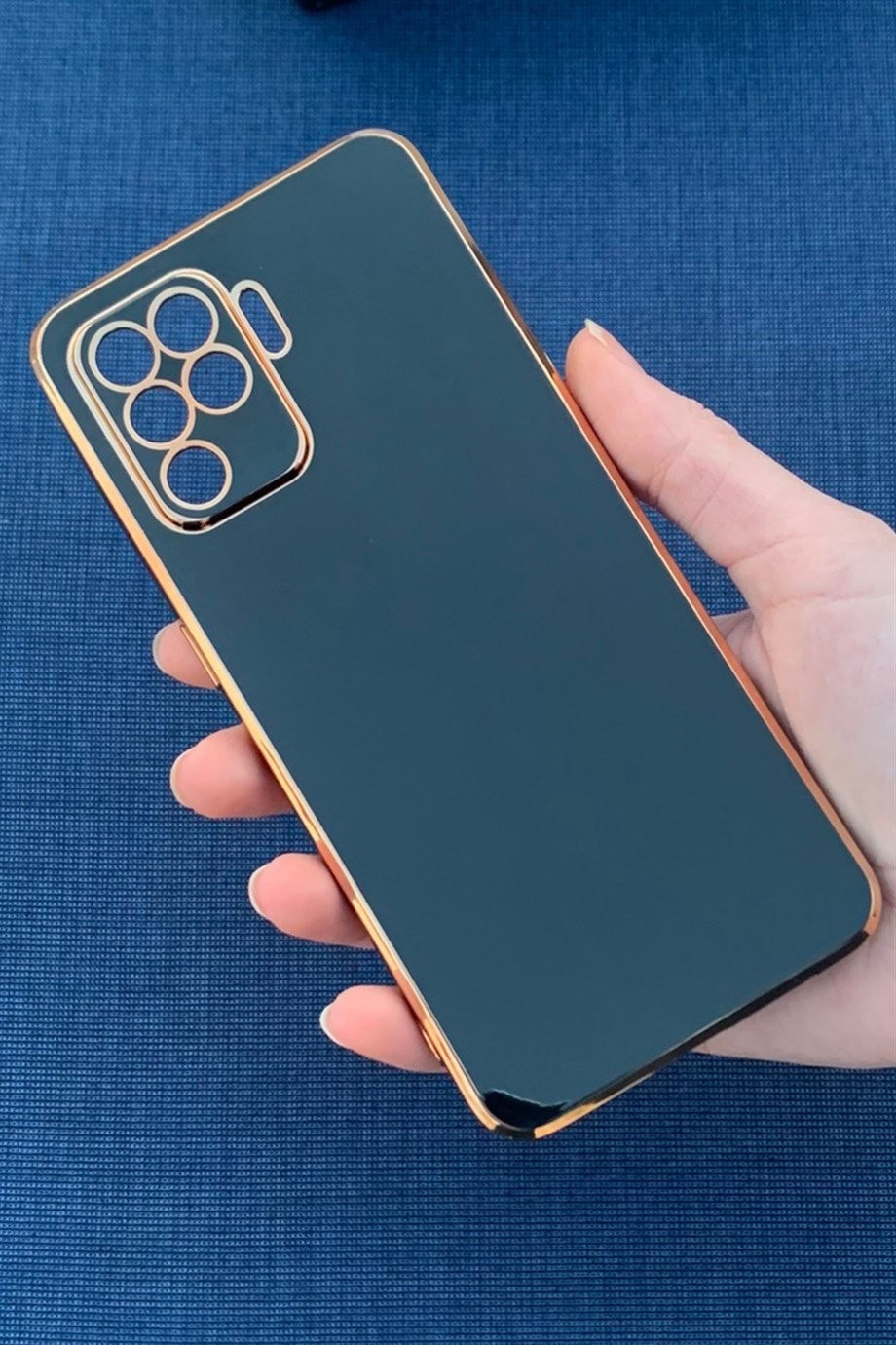 Oppo Reno 5 Lite Uyumlu Renkli Elegance Silikon Kılıf Siyah