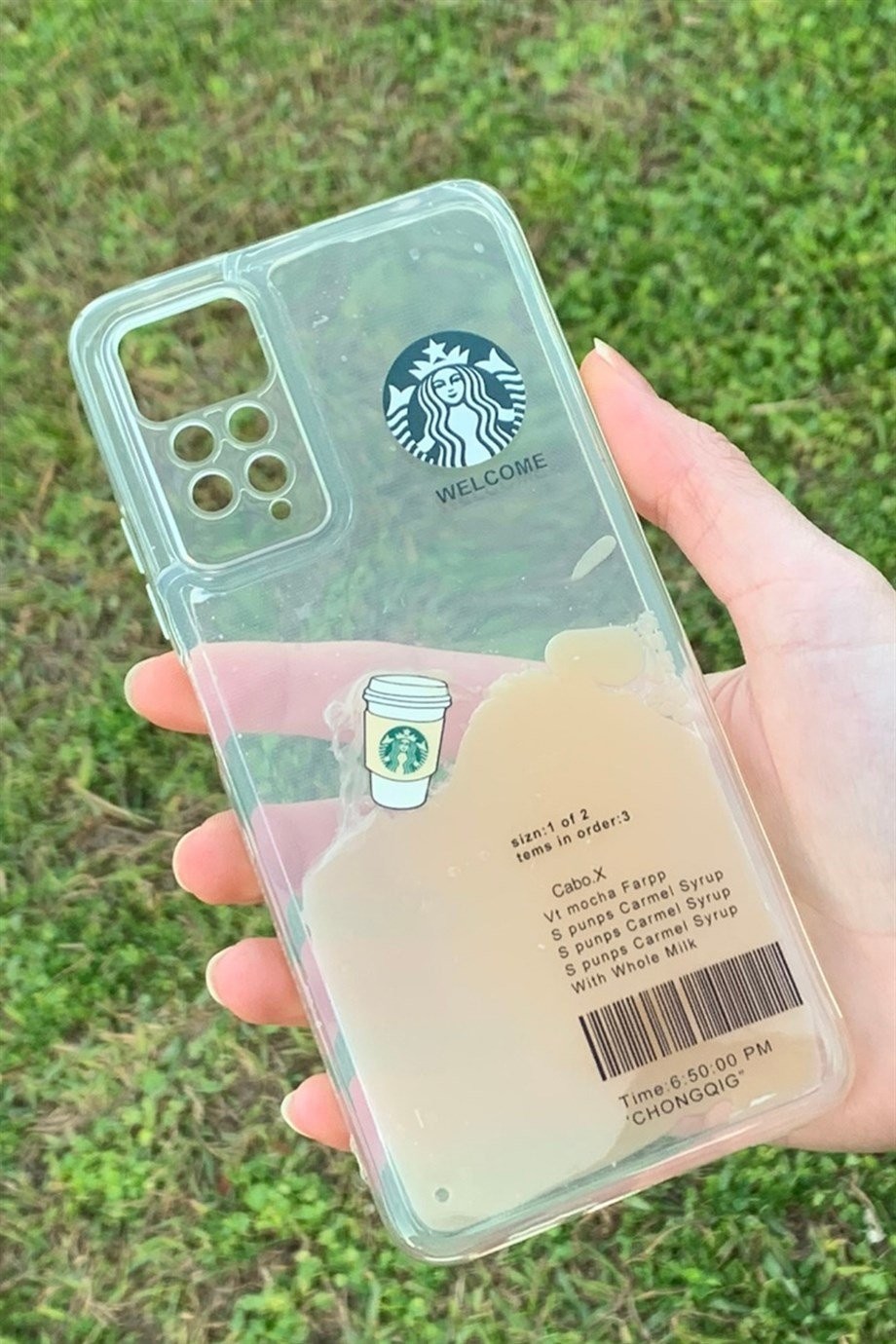 Redmi Note 11 Pro Uyumlu Starbucks Temalı Sulu Kılıf Açık Kahverengi