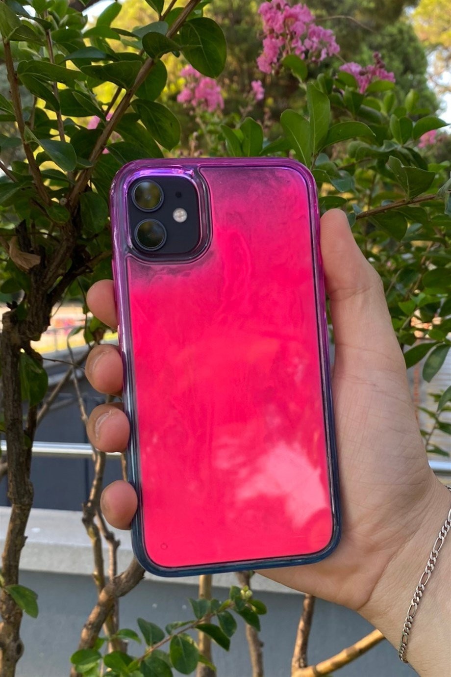 iPhone 11 Uyumlu Sulu Fosforlu Kılıf Pembe