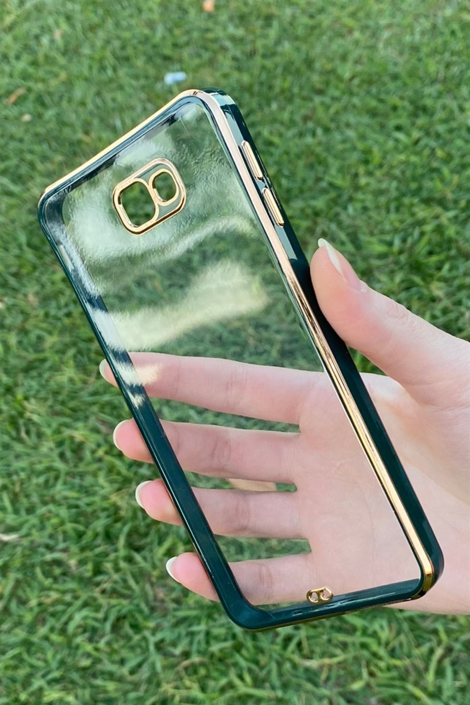 Galaxy J7 Prime Gold Kenar Elegance Kılıf Yeşil