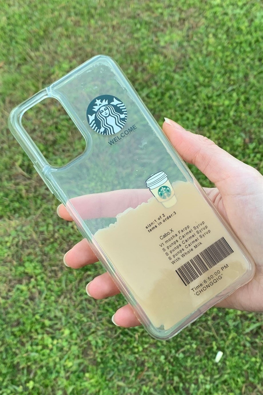 Redmi Note 10 / Note 10s Uyumlu Starbucks Temalı Sulu Kılıf Açık Kahverengi