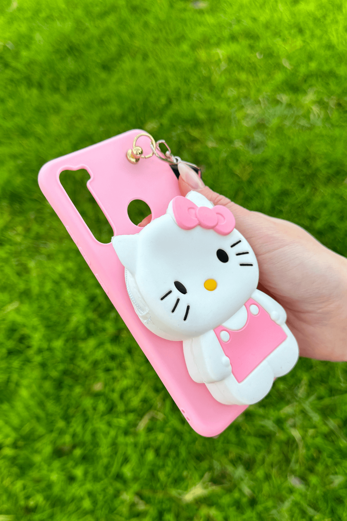 Redmi Note 8 Uyumlu Emojili Askılı Çanta Kılıf Hello Kitty Figürlü Pembe