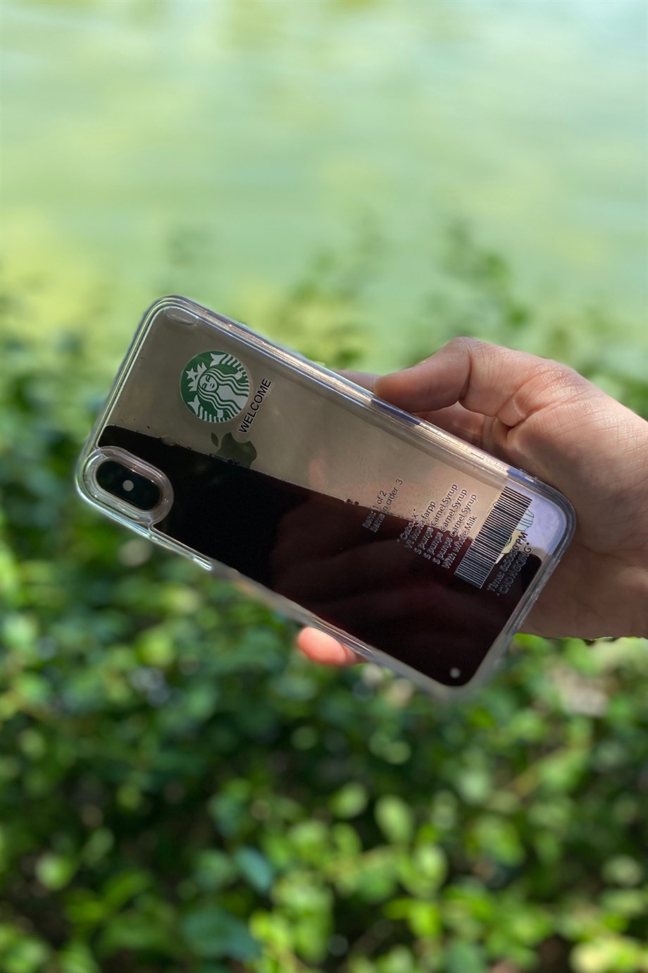 iPhone Xs Max Starbucks Temalı Sulu Kılıf Koyu Kahverengi