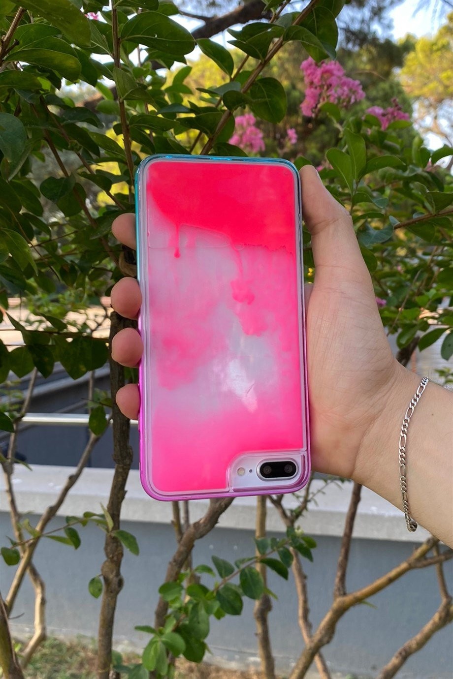 iPhone 7 Plus / 8 Plus Uyumlu Sulu Fosforlu Kılıf Pembe