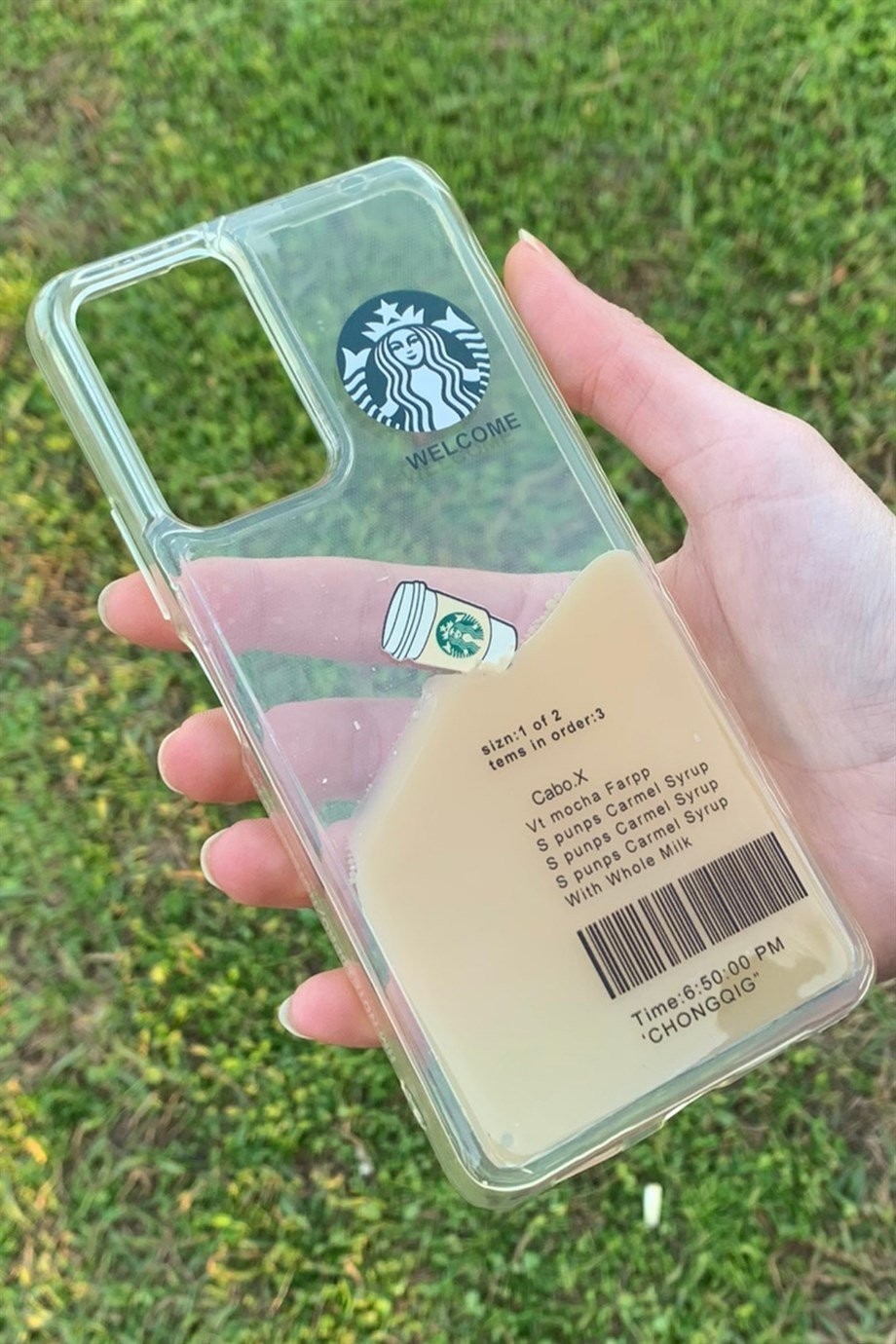 Redmi Note 10 Pro Uyumlu Starbucks Temalı Sulu Kılıf Açık Kahverengi