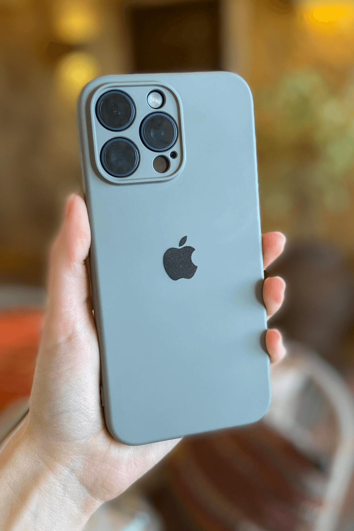 iPhone 15 Pro Uyumlu İçi Süet Silikon Lansman Kılıf Gri