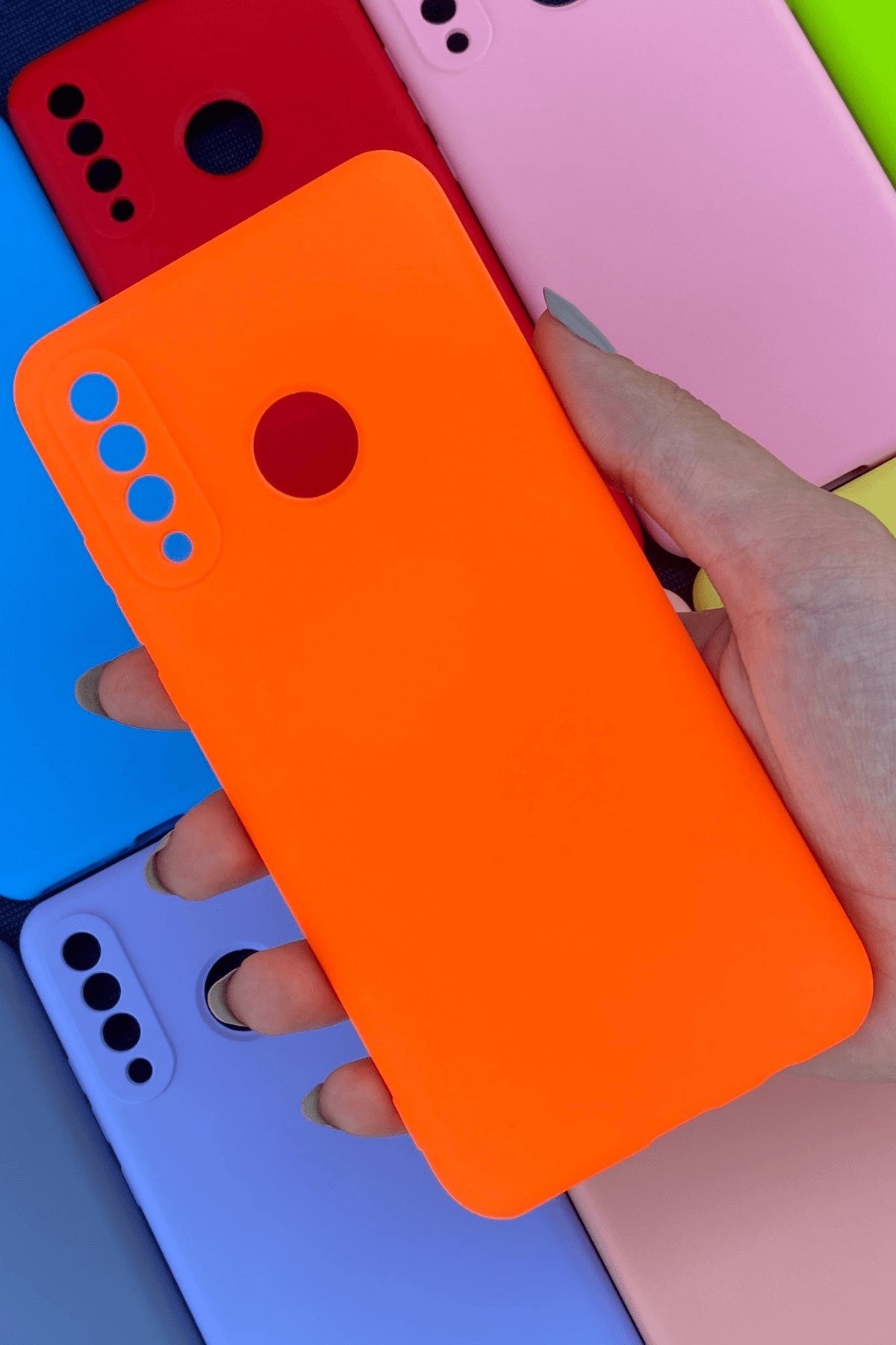 Huawei P30 Lite Kamera Korumalı Lansman Kılıf Neon Turuncu