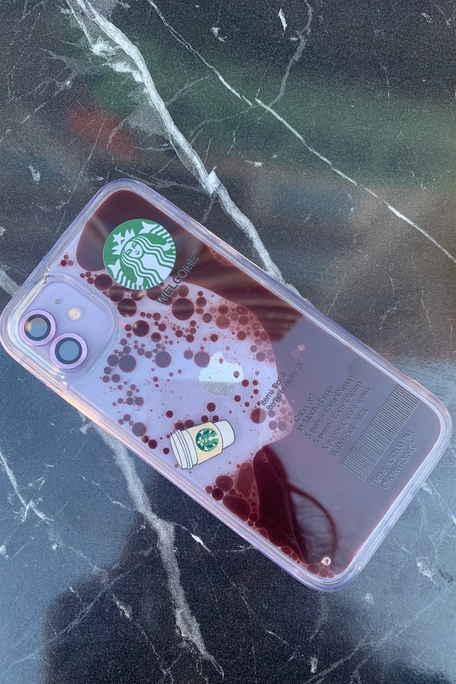 iPhone 11 Starbucks Temalı Sulu Kılıf Koyu Kahverengi