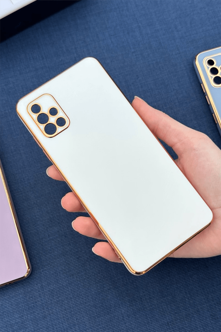 Galaxy A51 Uyumlu Renkli Elegance Silikon Kılıf Beyaz