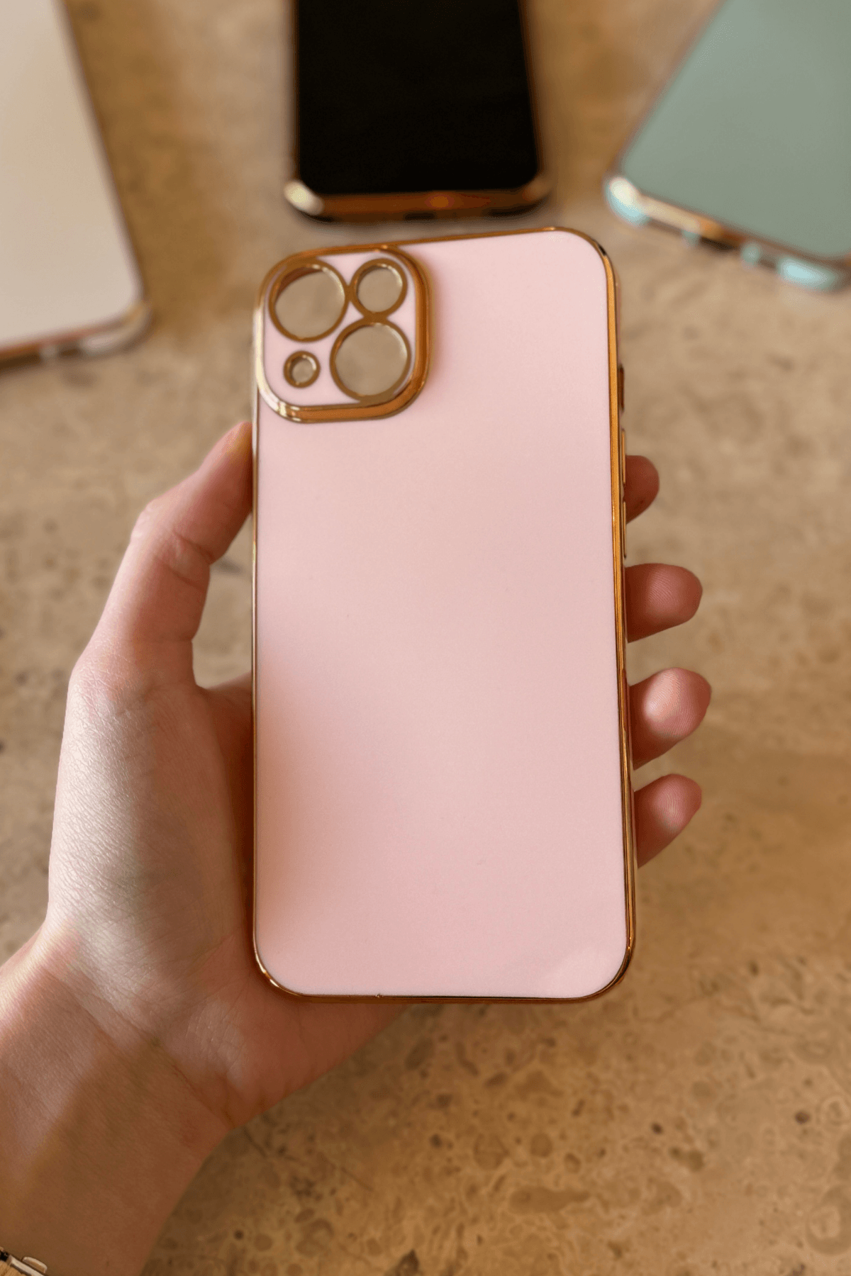 iPhone 14 Plus Uyumlu Renkli Elegance Kılıf Pembe