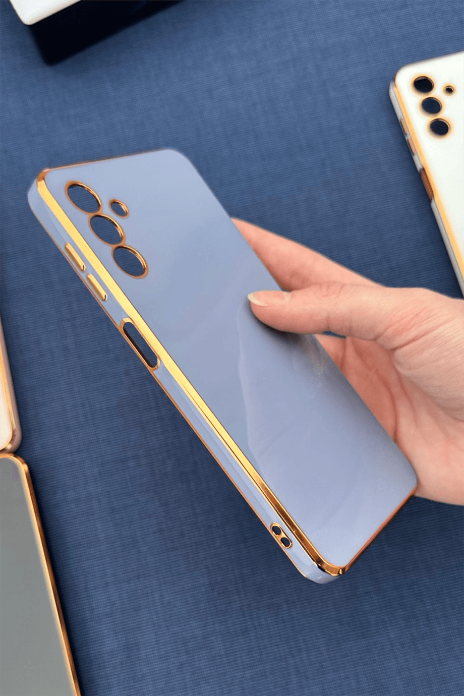 Galaxy A04s Uyumlu Renkli Elegance Silikon Kılıf Lavanta