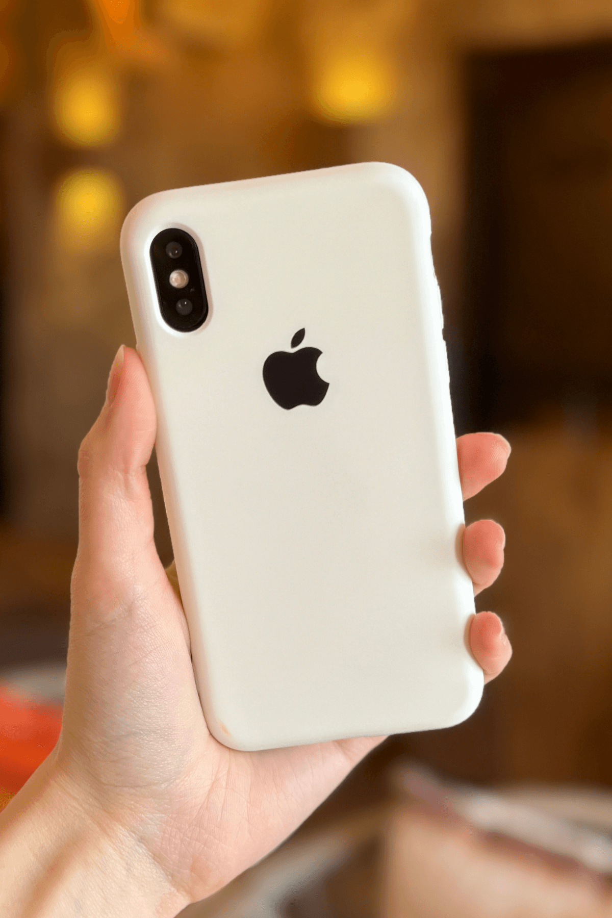 iPhone X / Xs Uyumlu Logolu Lansman Kılıf Beyaz