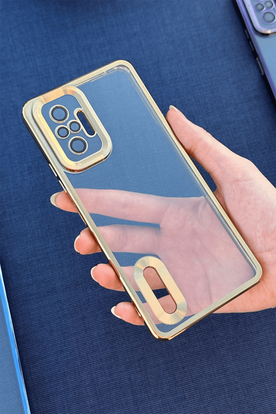 Redmi Note 10 Pro Uyumlu Logo Açık Elegance Kılıf Gold