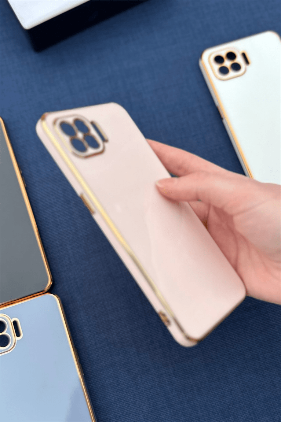 Oppo Reno 4 Lite Uyumlu Renkli Elegance Silikon Kılıf Pembe