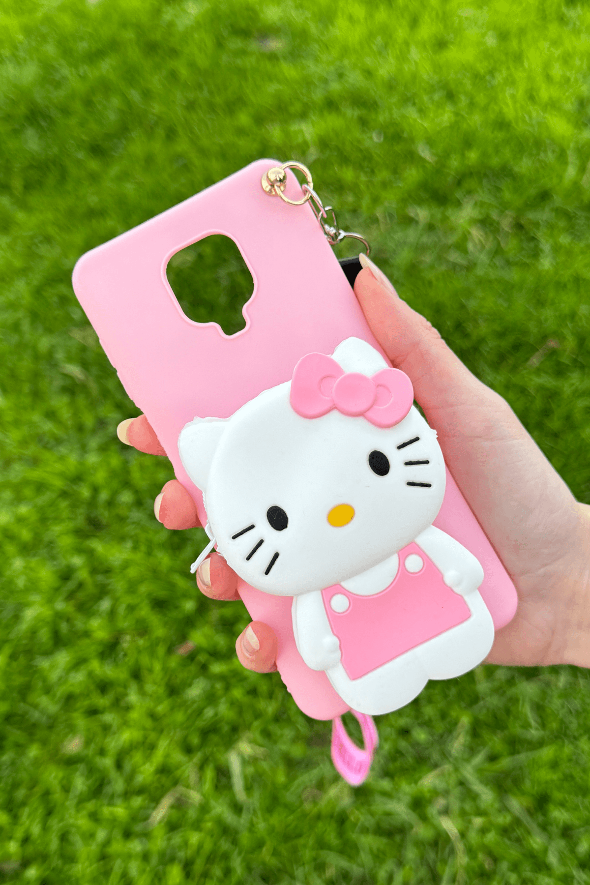 Redmi Note 9 Pro / 9s Uyumlu Emojili Askılı Çanta Kılıf Hello Kitty Figürlü Pembe