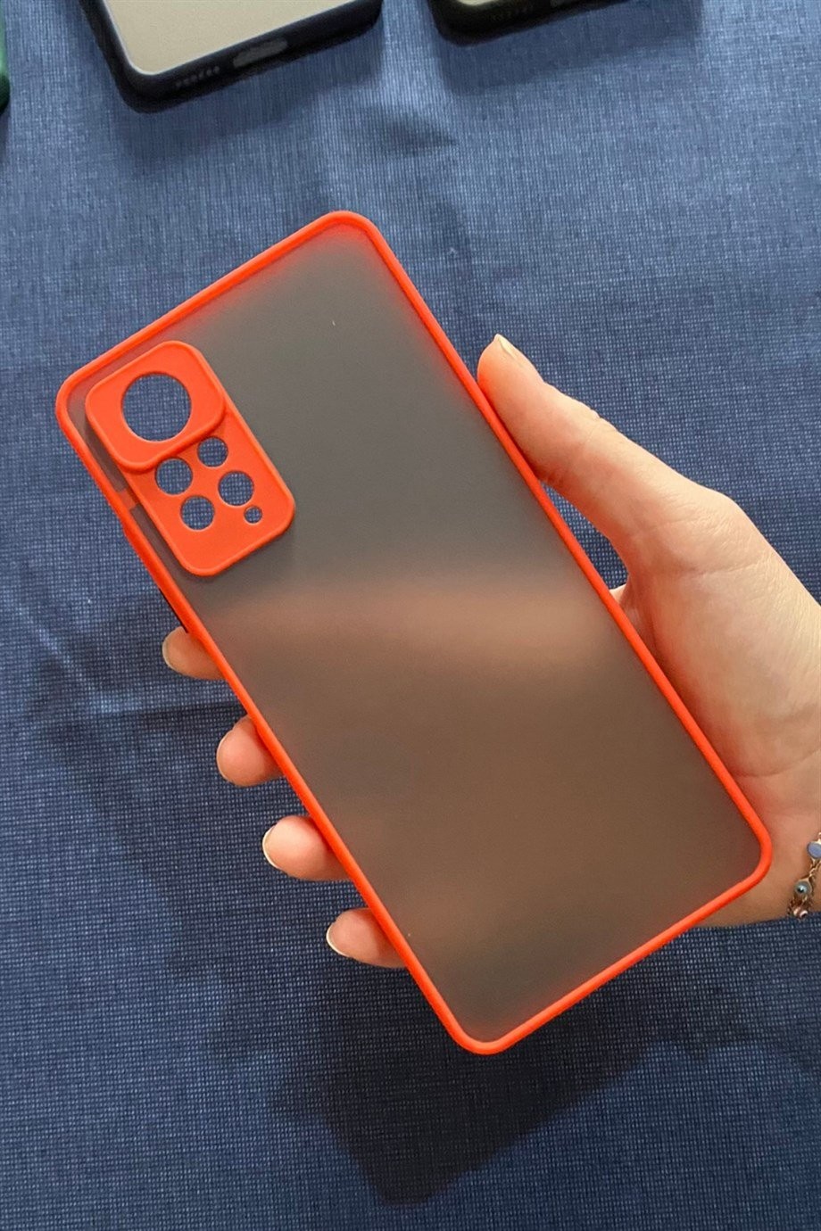 Redmi Note 11 Pro Kamera Korumalı Buzlu Mika Kılıf Kırmızı