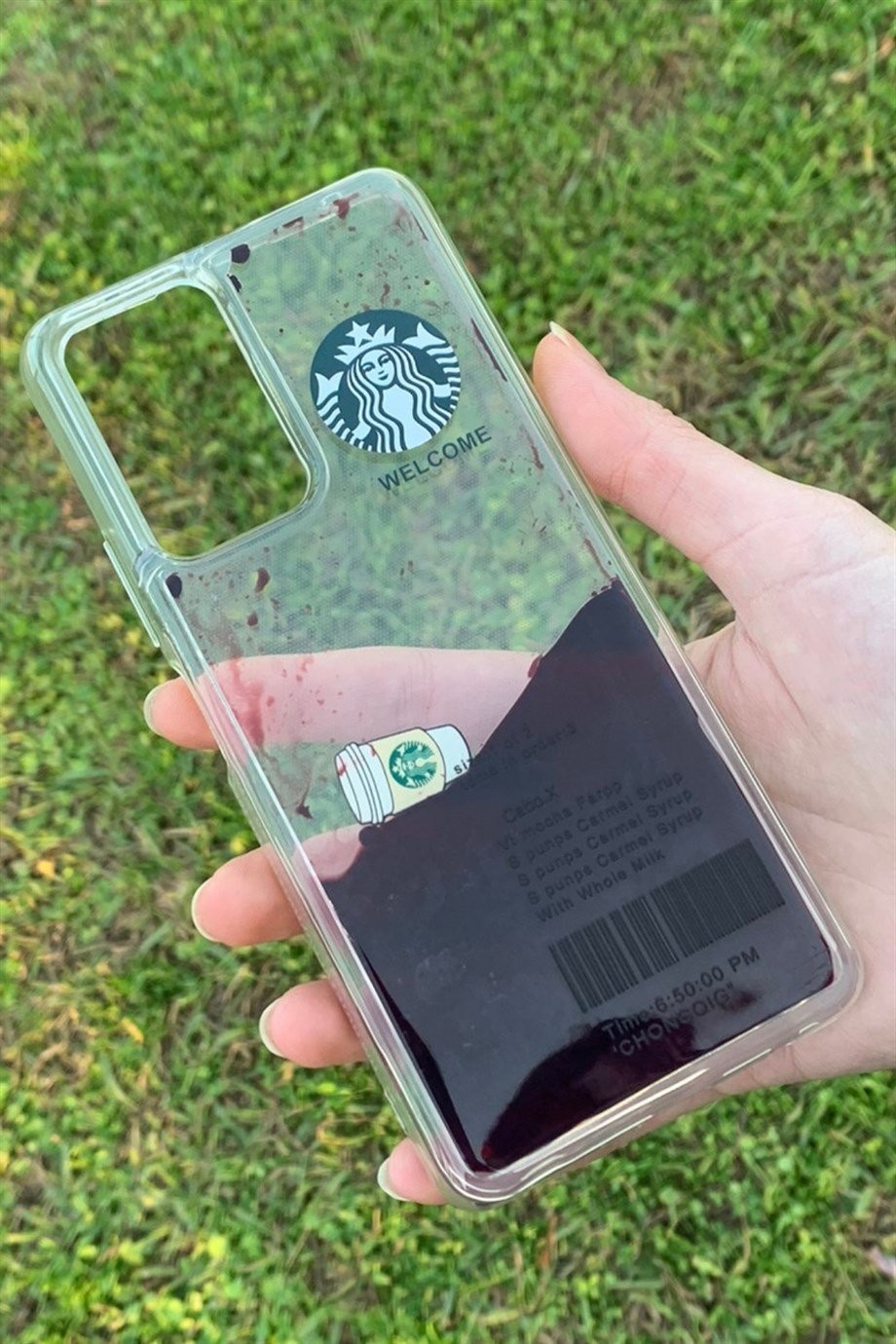 Redmi Note 10 Pro Uyumlu Starbucks Temalı Sulu Kılıf Koyu Kahverengi