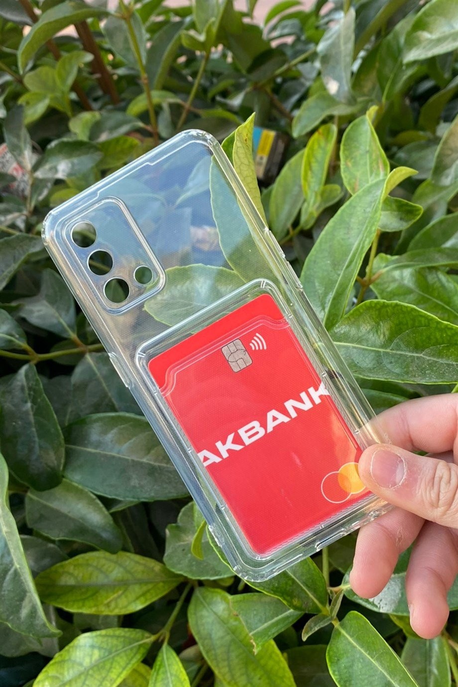 Oppo A74 Uyumlu Kart Bölmeli Şeffaf Kılıf