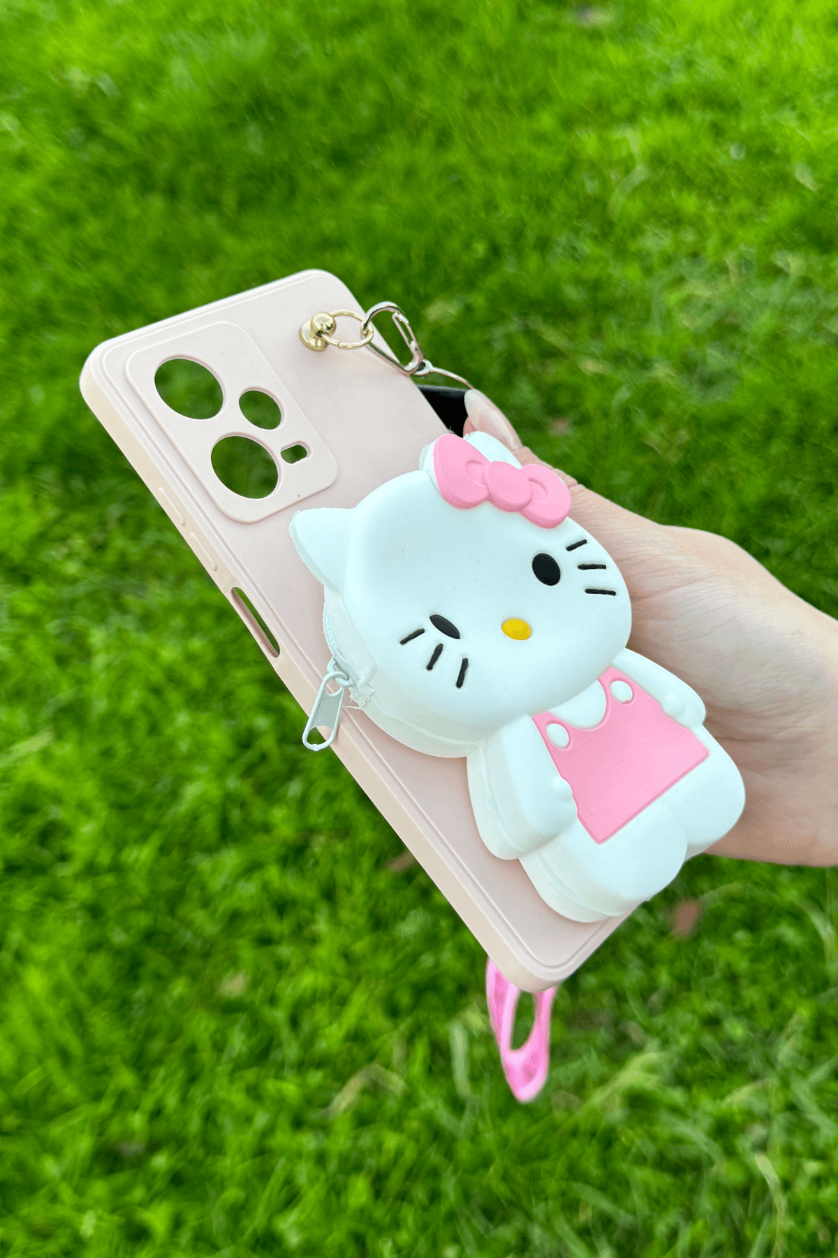 Redmi Note 12 Pro 5G Uyumlu Emojili Askılı Çanta Kılıf Hello Kitty Figürlü Pembe