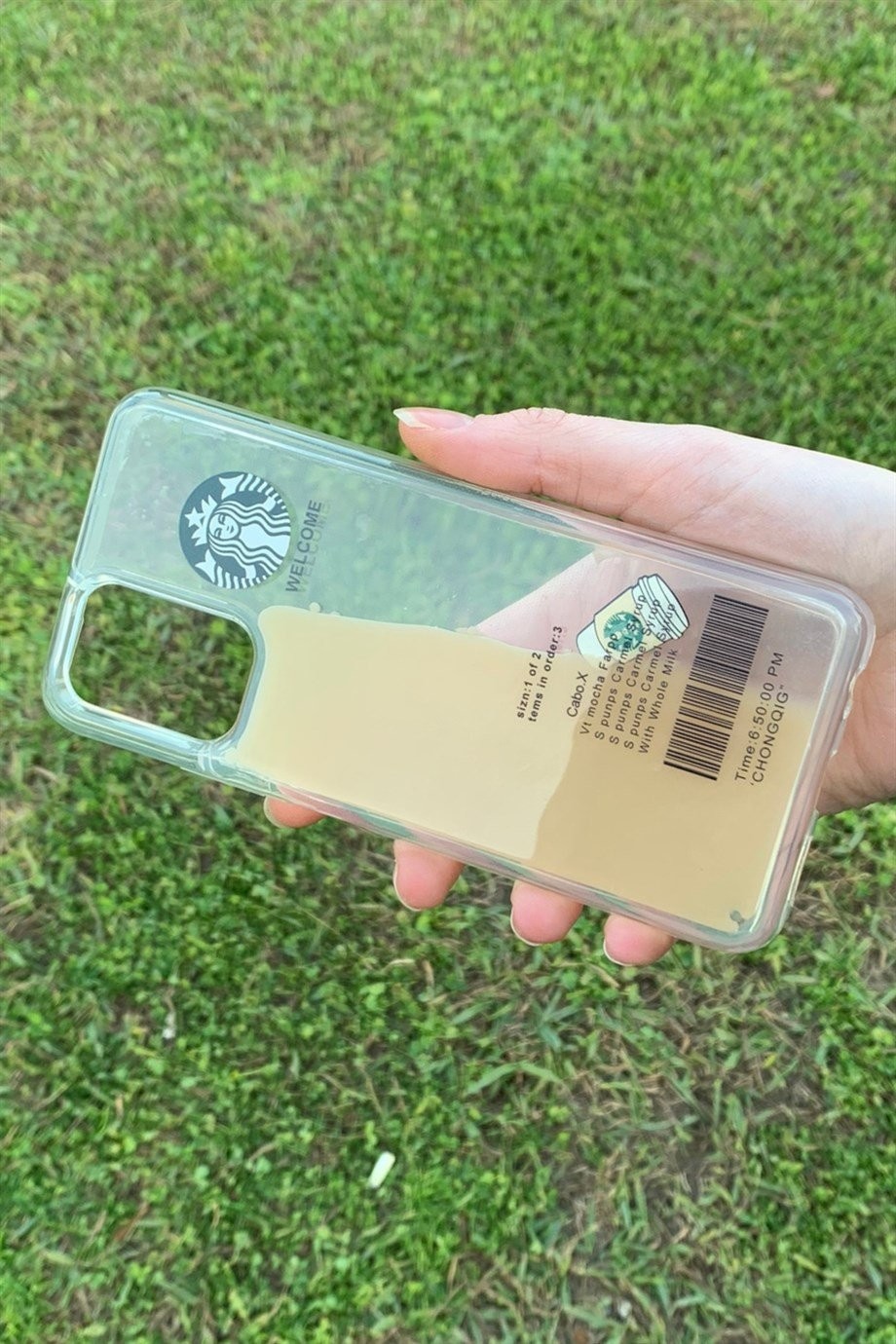 Redmi Note 10 / Note 10s Uyumlu Starbucks Temalı Sulu Kılıf Açık Kahverengi