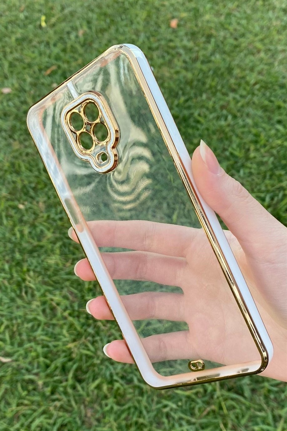 Redmi Note 9 Pro / 9s Gold Kenar Elegance Kılıf Beyaz