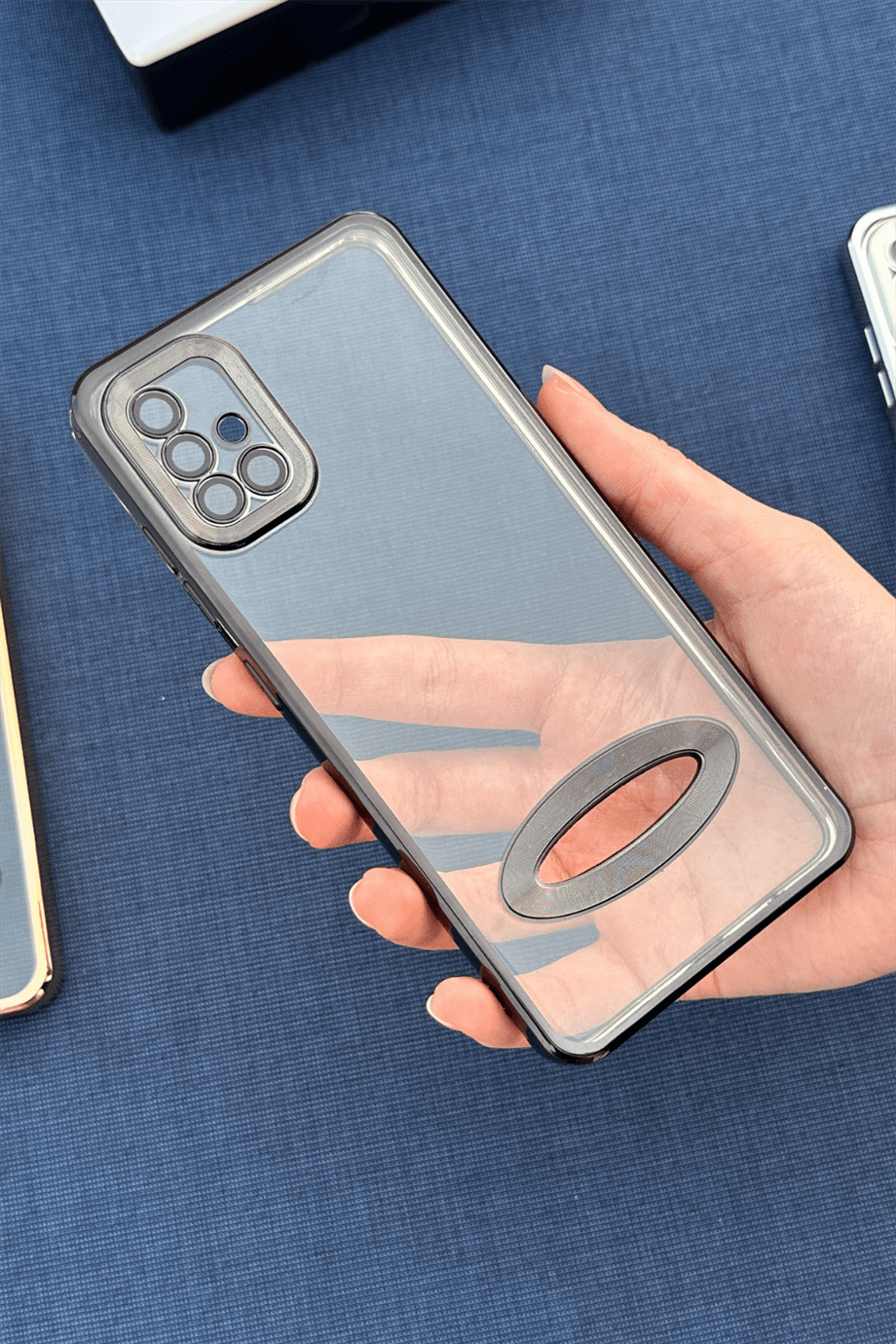 Galaxy A51 Uyumlu Logo Açık Elegance Kılıf Siyah