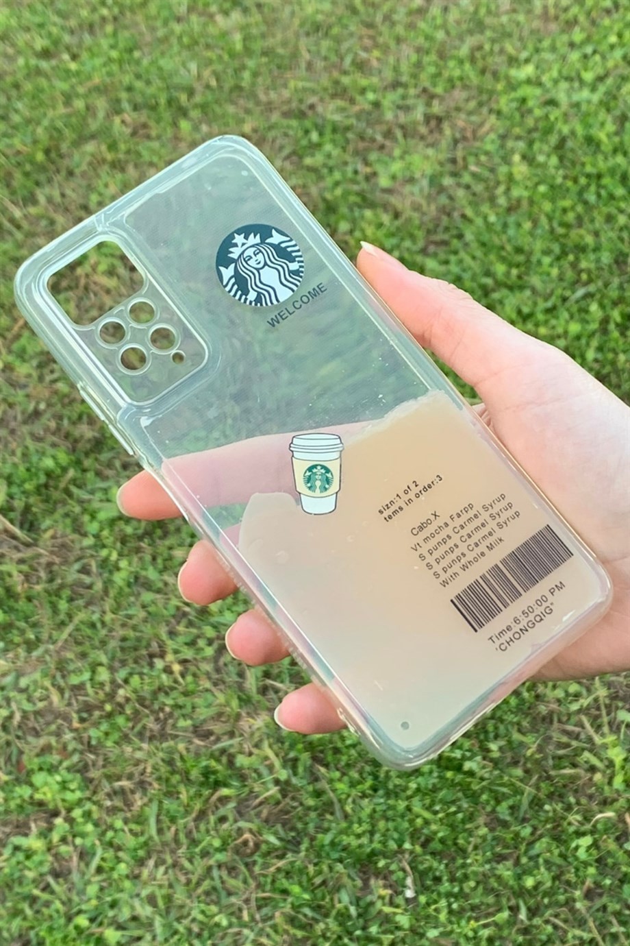 Redmi Note 11 Pro Uyumlu Starbucks Temalı Sulu Kılıf Açık Kahverengi