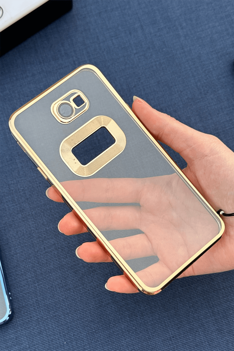 Galaxy J7 Prime Uyumlu Logo Açık Elegance Kılıf Gold