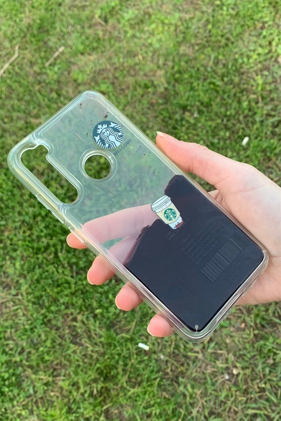 Redmi Note 8 Uyumlu Starbucks Temalı Sulu Kılıf Koyu Kahverengi