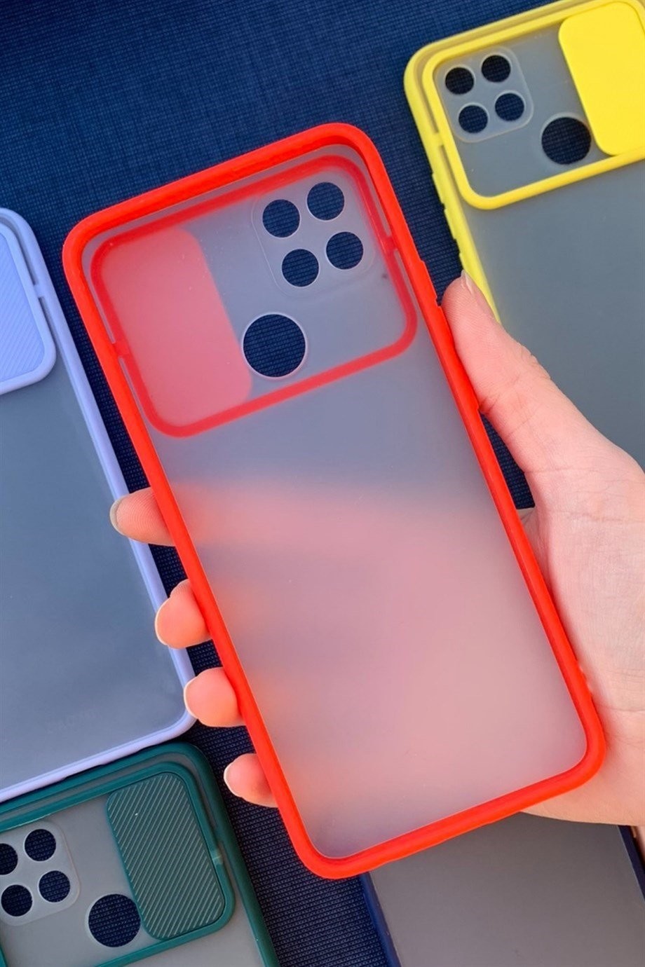 Xiaomi Redmi 9C Kamera Sürgülü Mika Kılıf Kırmızı