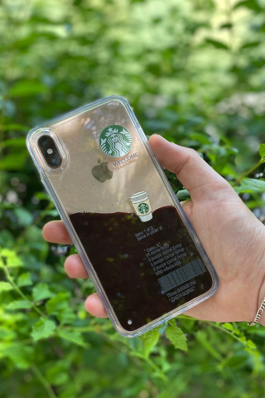 iPhone Xs Max Starbucks Temalı Sulu Kılıf Koyu Kahverengi