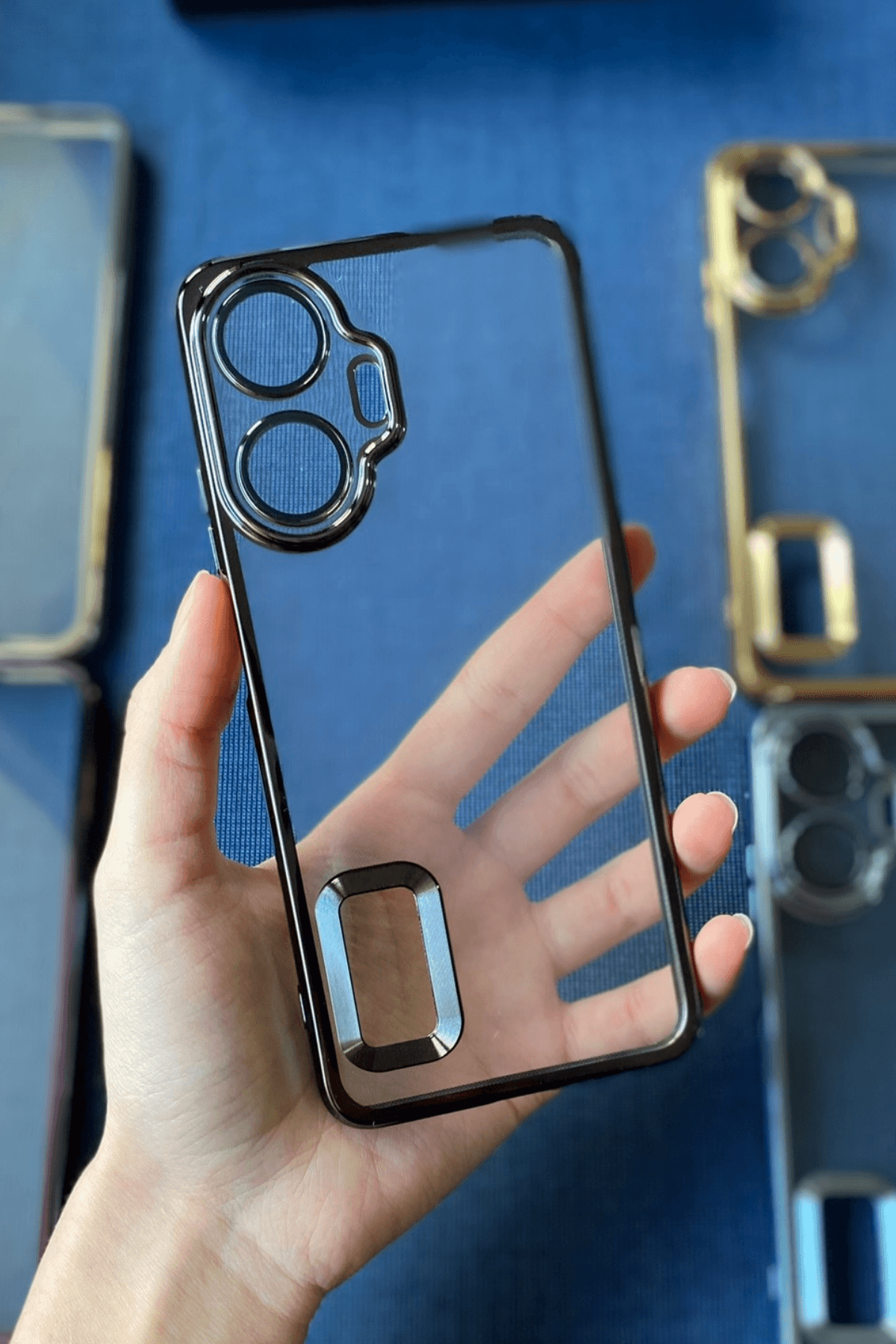 Realme C55 Uyumlu Logo Açık Elegance Kılıf Siyah