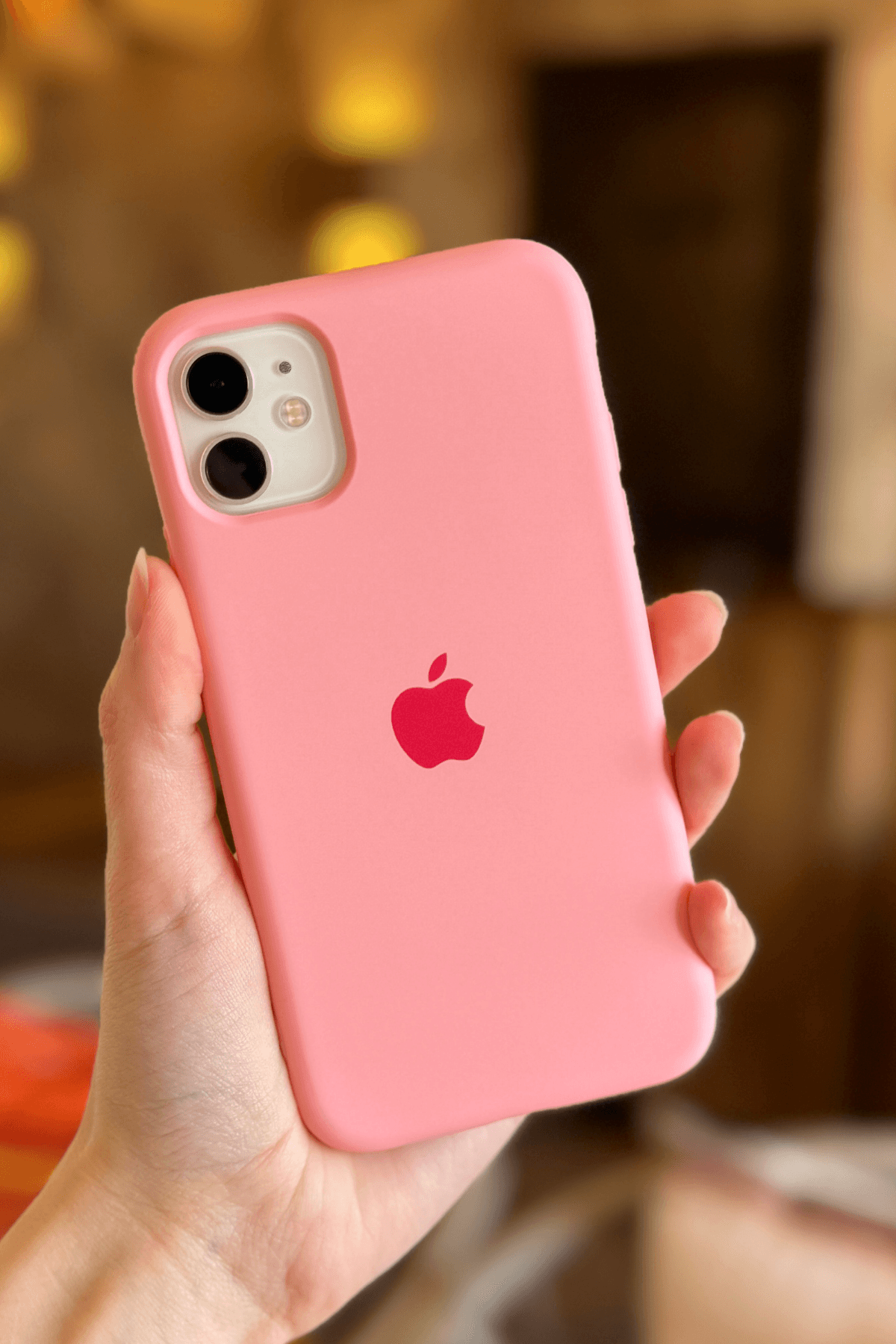 iPhone 11 Uyumlu Logolu Lansman Kılıf Pembe