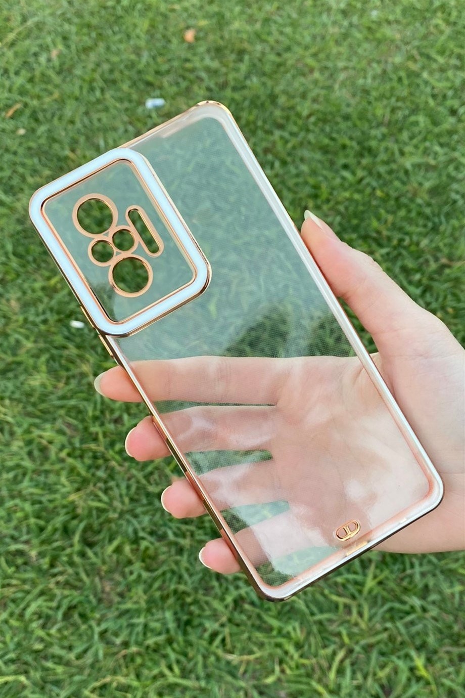 Redmi Note 10 Pro Gold Kenar Elegance Kılıf Beyaz