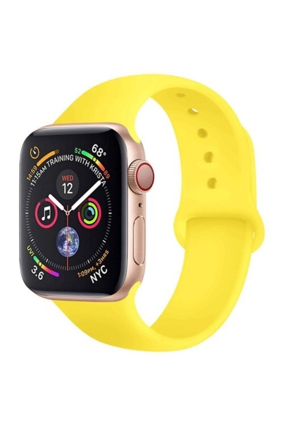 Apple Watch 2 3 4 5 Seri Uyumlu Silikon Kordon Sarı