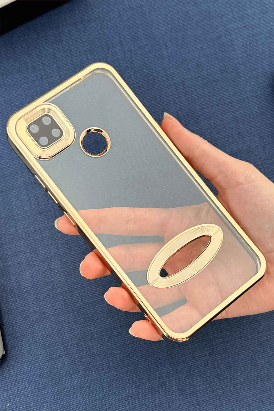 Redmi 9C Uyumlu Logo Açık Elegance Kılıf Gold