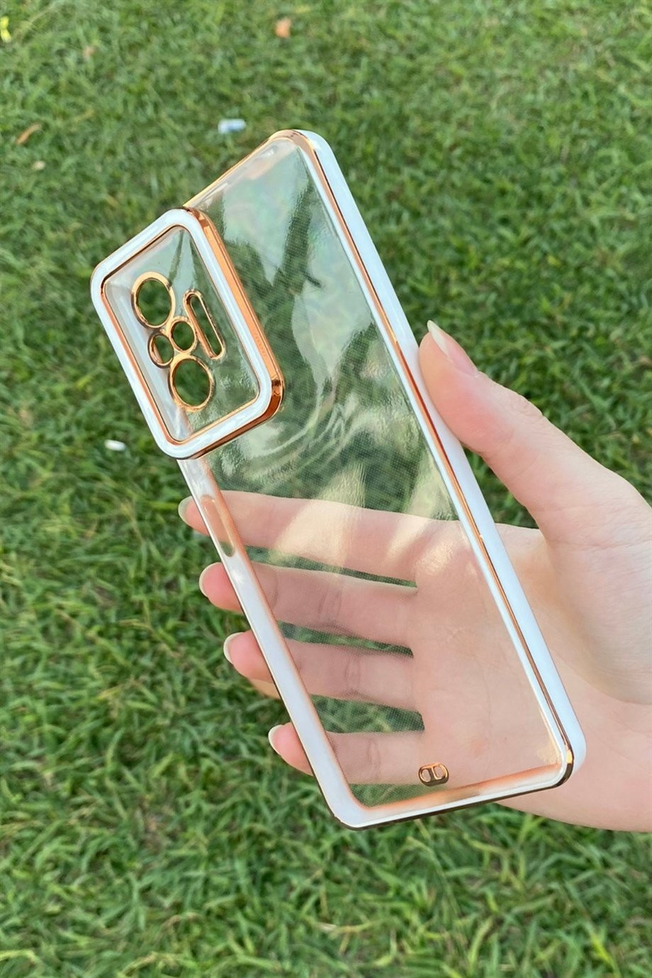 Redmi Note 10 Pro Gold Kenar Elegance Kılıf Beyaz