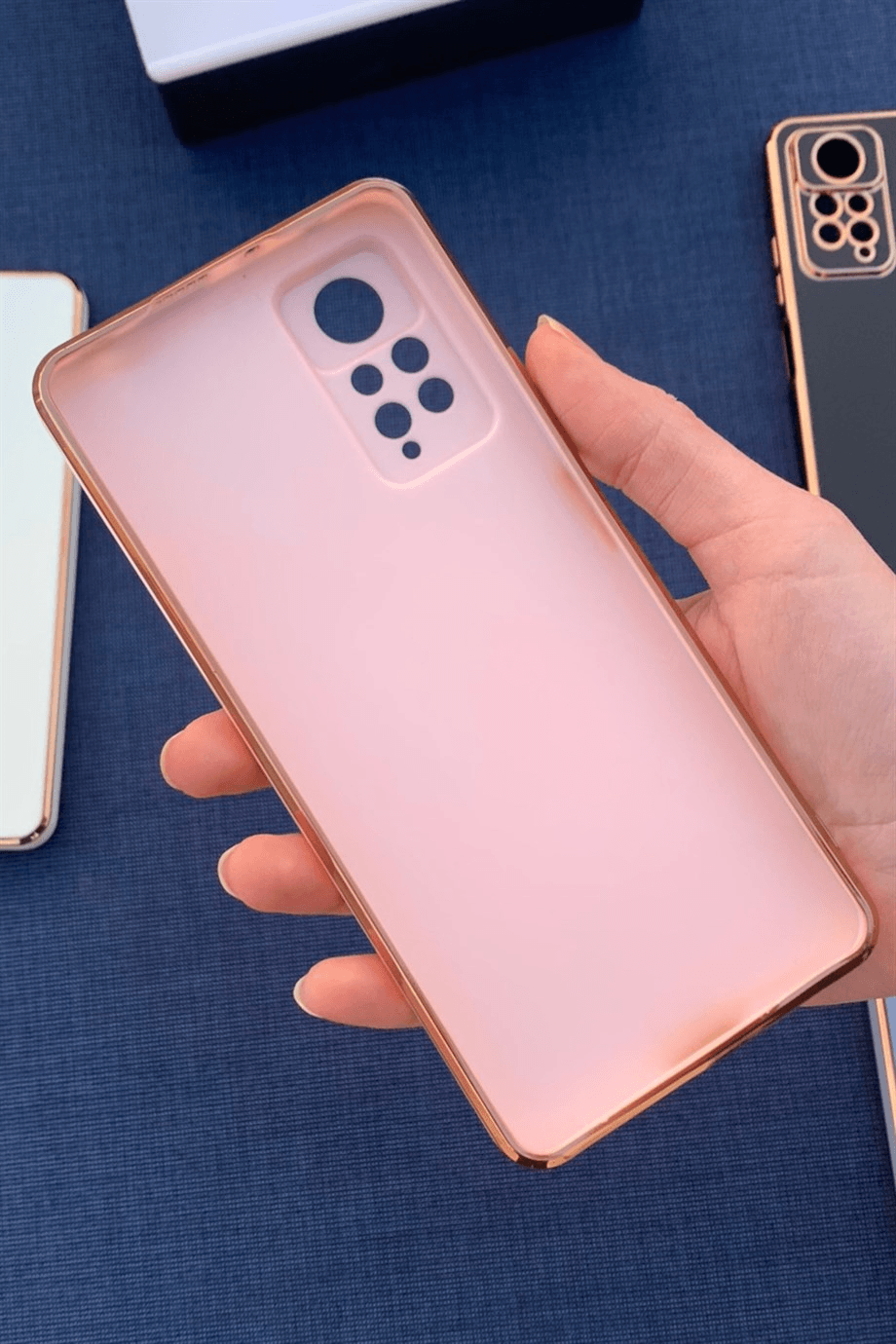 Redmi Note 12 Pro 4G Uyumlu Renkli Elegance Silikon Kılıf Pembe