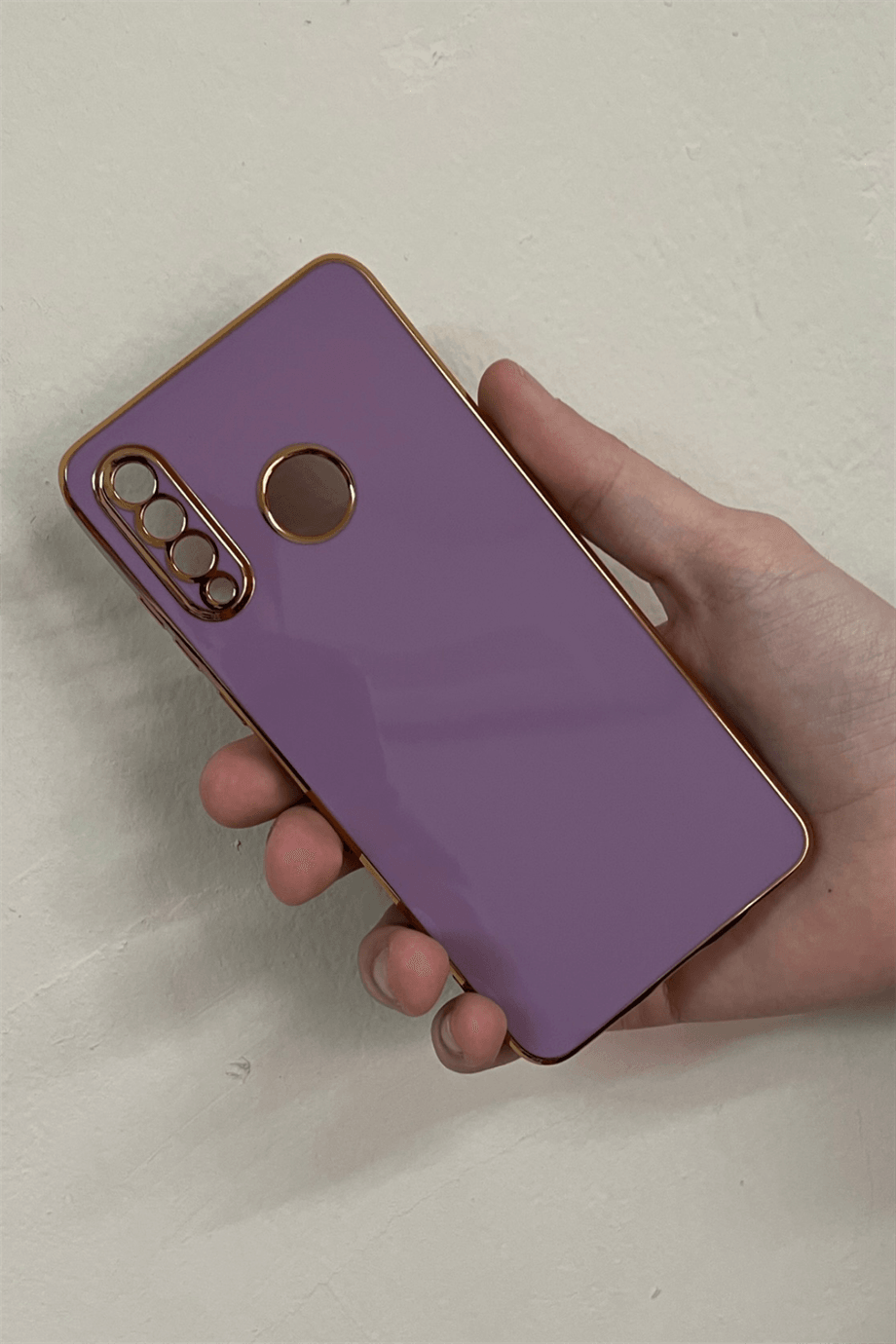 Huawei P30 Lite Uyumlu Renkli Elegance Silikon Kılıf Gül Kurusu